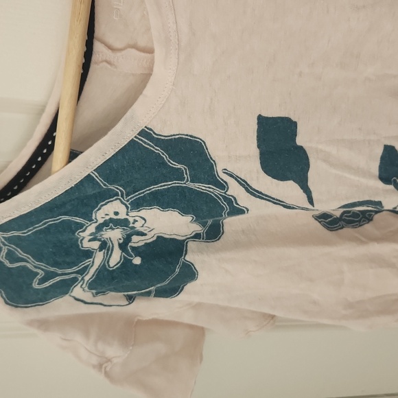 Pilcro Anthropologie Cream and Blue Floral Blouse Linen Cotton Blend Large - Picture 4 of 10